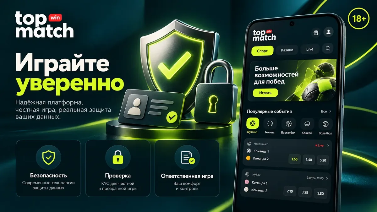 Безопасность аккаунта Topmatch: приложение для Android, KYC-проверка и отметка 18+
