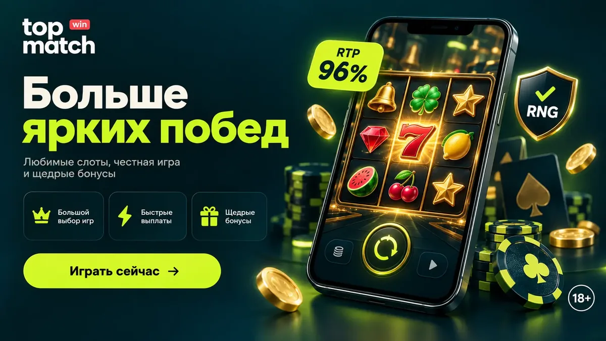 Честность игр в казино Topmatch: слот на смартфоне с показателем RTP 96%