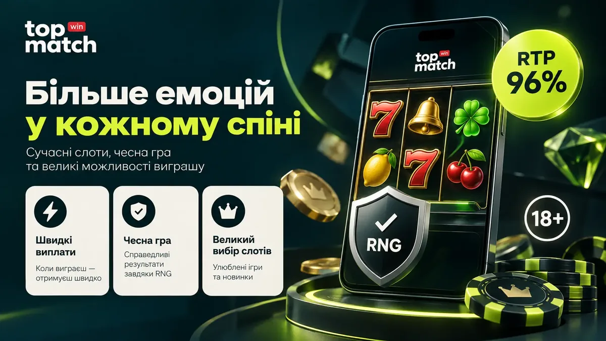 Чесність ігор у казино Topmatch: слот на смартфоні з показником RTP 96%