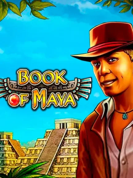 Book of Maya — слот у каталозі Topmatch: мандрівник у капелюсі біля піраміди майя